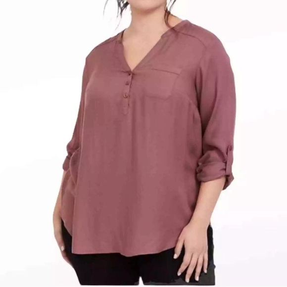 torrid Tops - Torrid Walnut Rayon Twill Tunic Shirt blouse.